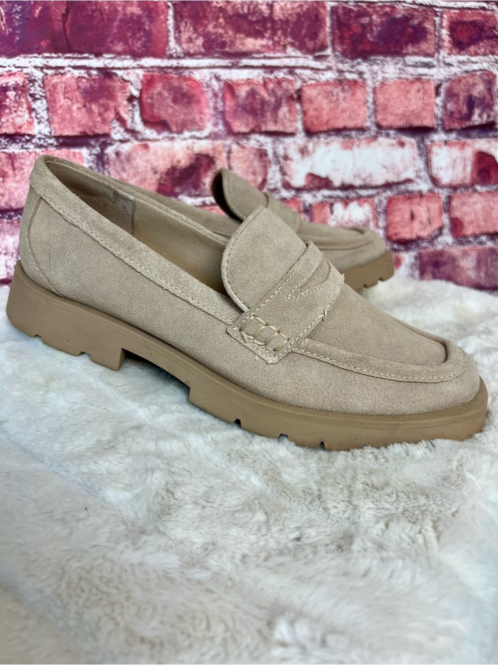 Dolce Vita Elias Dune Suede Chunky Lug Sole Penny Loafers Size 11